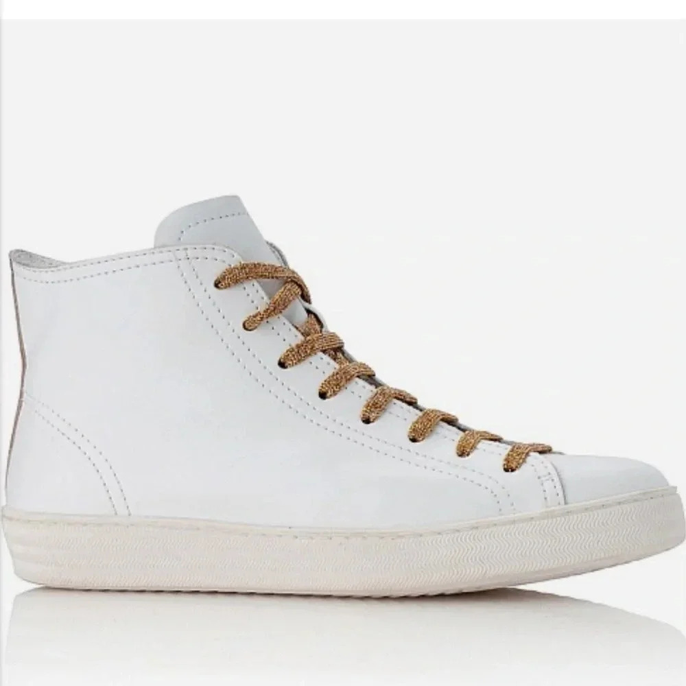 DOF Studios Womens White‎ Leather Freya High Top Sneakers 38 8